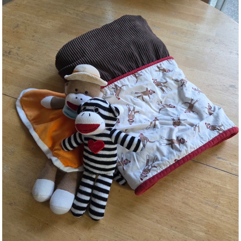 Sock Monkey Lot Pine Creek Blanket Baby Starters Lovey A30956H Dan Dee Plush